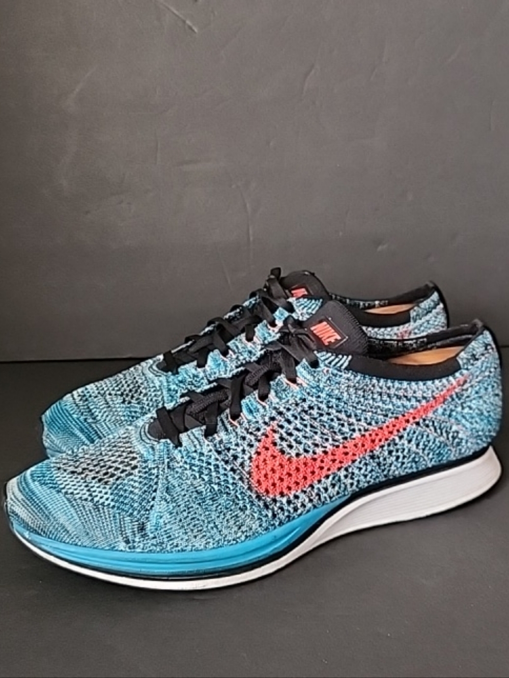 Nike Flyknit Racer Shoes Mens 12 Neo Turquoise Low Top Running Athletic Sneakers